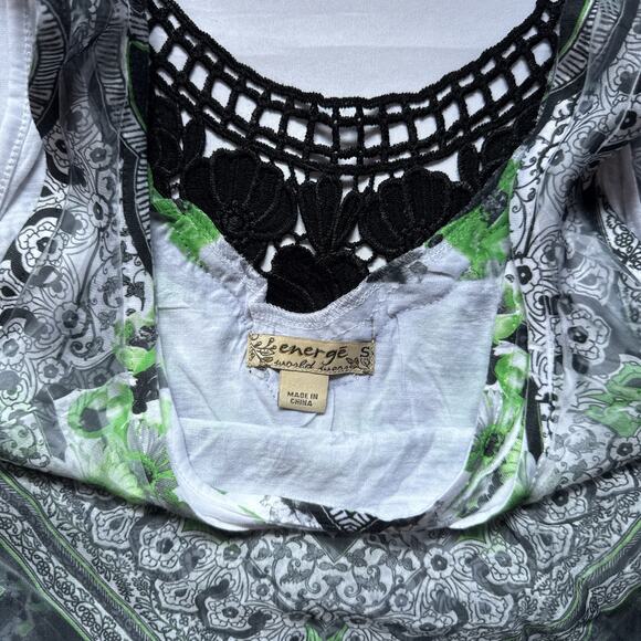 Energie Sheer Boho Tunic Tank Top Small Crochet Back Y2K Festival - Picture 7 of 13